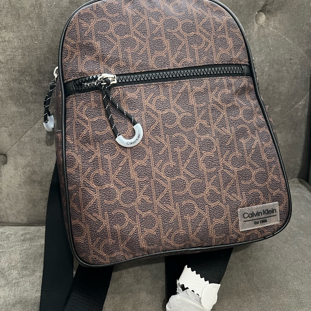 Calvin Klein Monogram Brown Backpack NWT